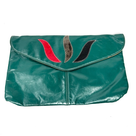 Vintage Green Red Black Clutch - Picture 1 of 6